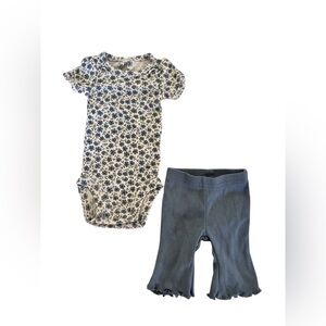 Carter's Blue Floral Onesie and blue Pants Set